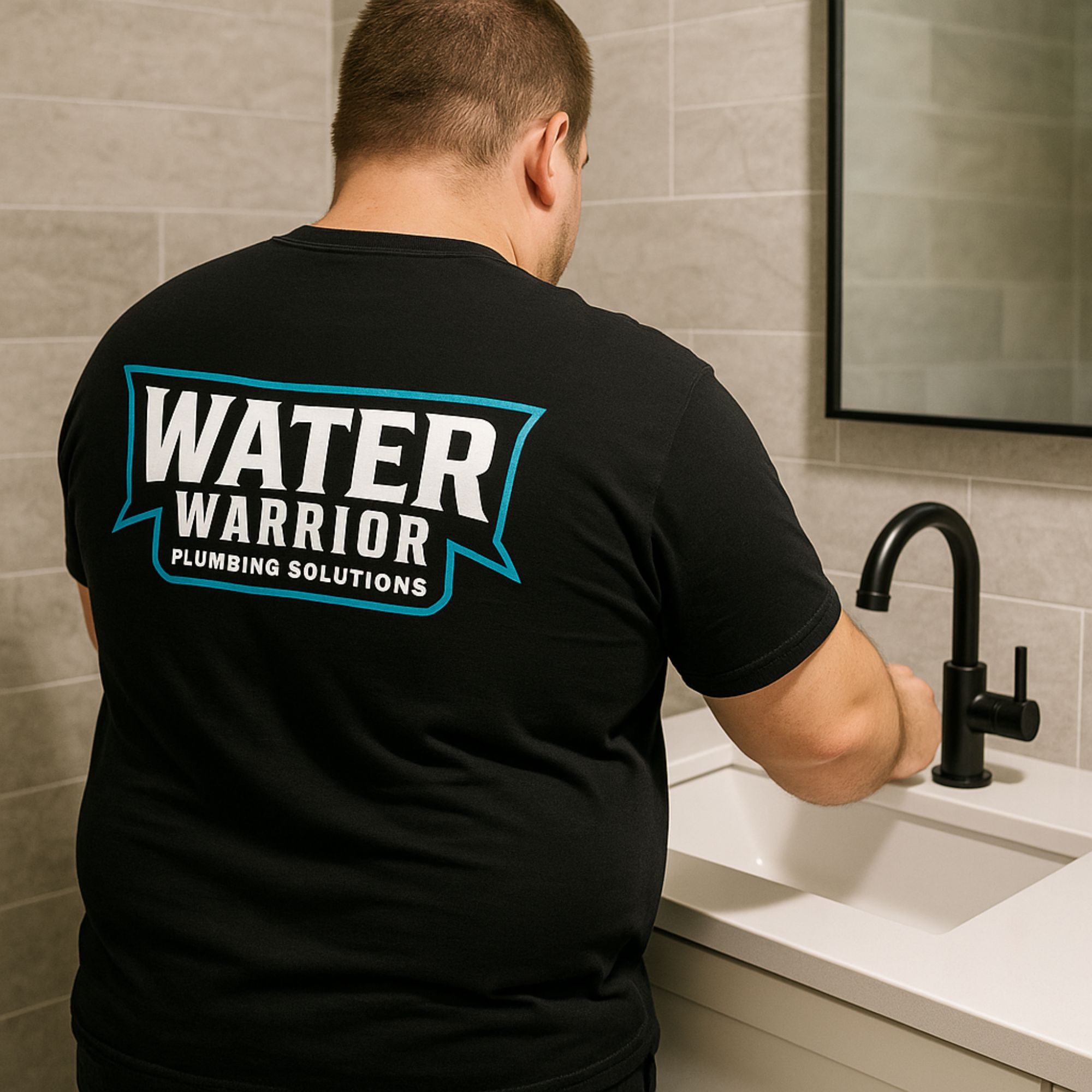 plumbing tech at work